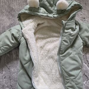 Cozy Green Hooded Baby Snowsuit